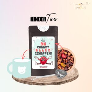 Kindertee mit Gummibärchen, Du kannst alles schaffen, Tee für Kinder, Mutmacher, Aufmunterung, positive Affirmation, Einschulungsgeschenk