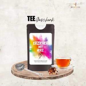 Erzieher mit Herz Tee Geschenk, Abschiedsgeschenk für Erzieher zum Dank, Kitaabschied, Kindergartenabschied, Teegeschenk, Ostergeschenk